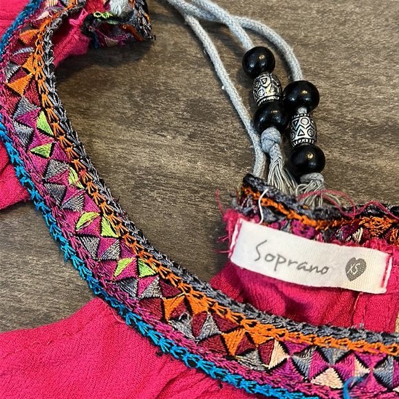 Soprano - Pink Boho Embroidered / Beaded Dress XS - Picture 2 of 4